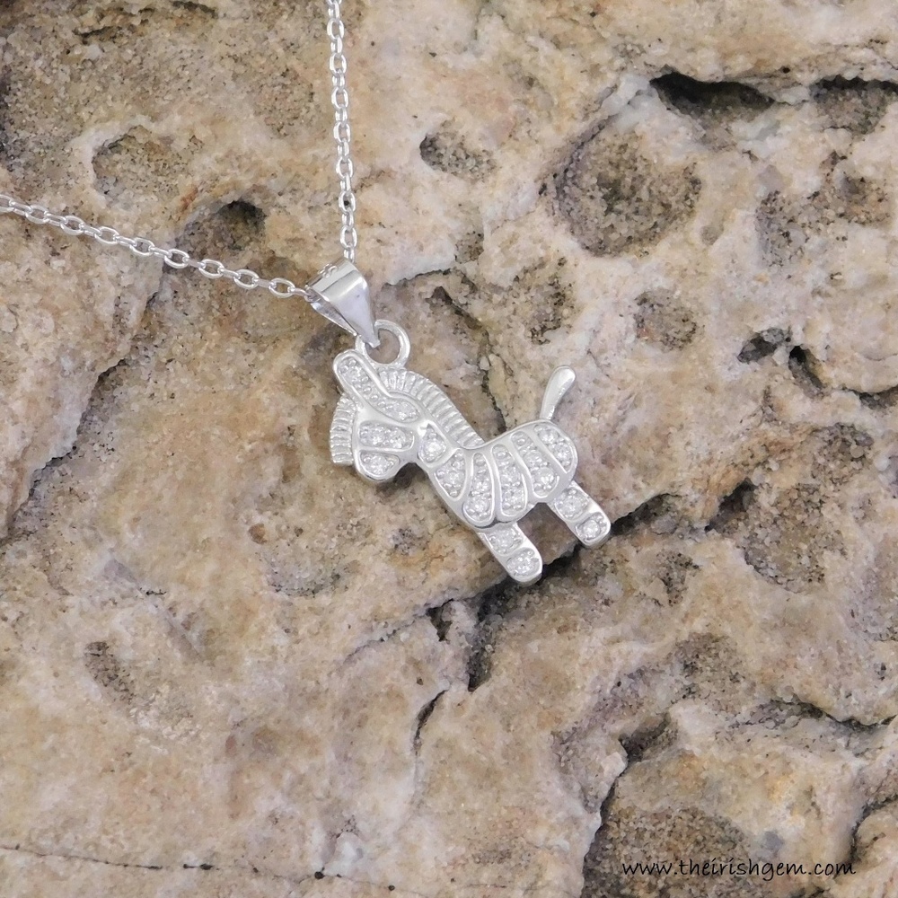 Dainty .925 Silver Zebra Necklace